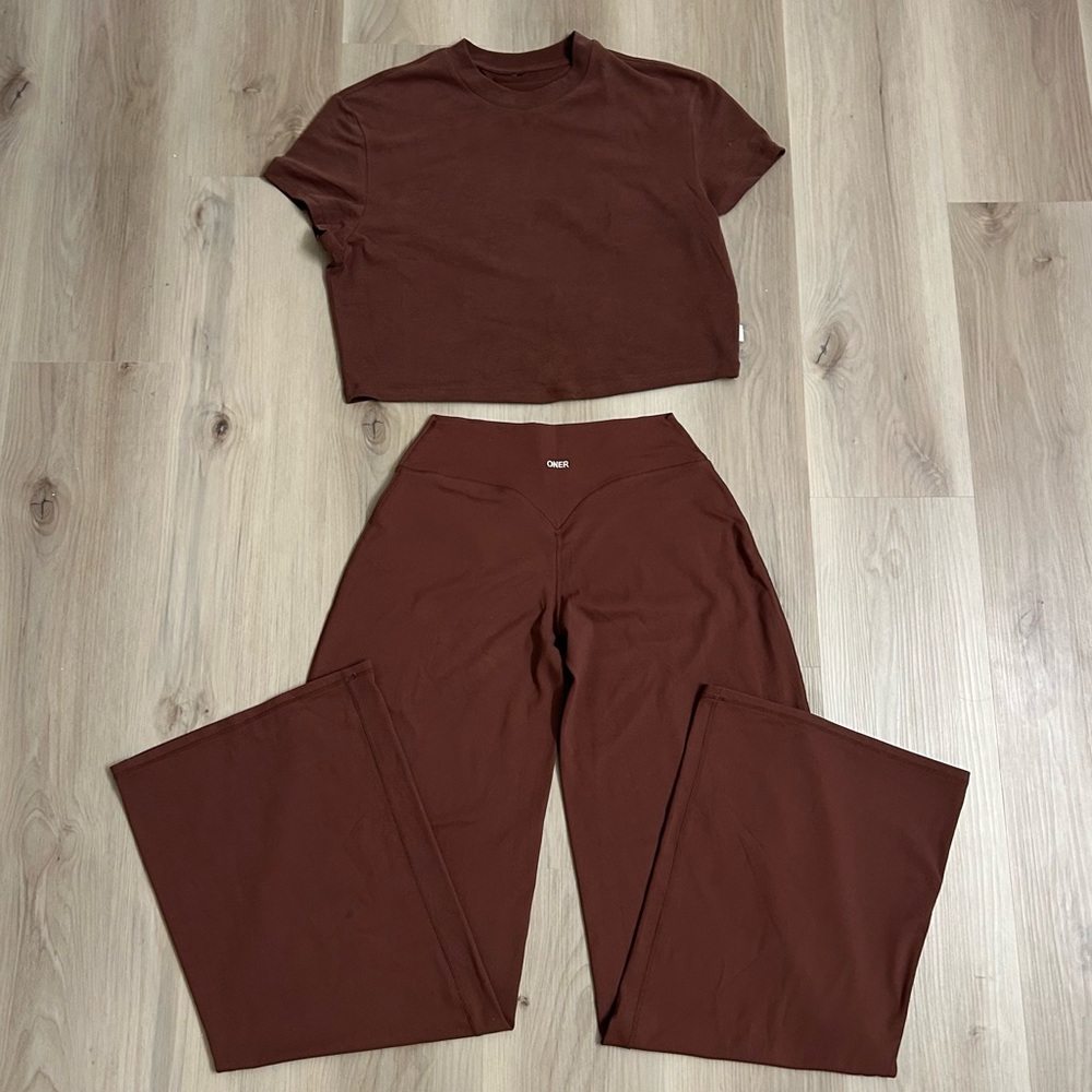 Oner Active Soft Motion Straight Leg + Cotton Tee Brown Set